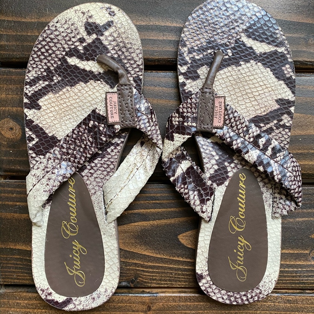 Juicy Couture Snake Skin Flip Flops